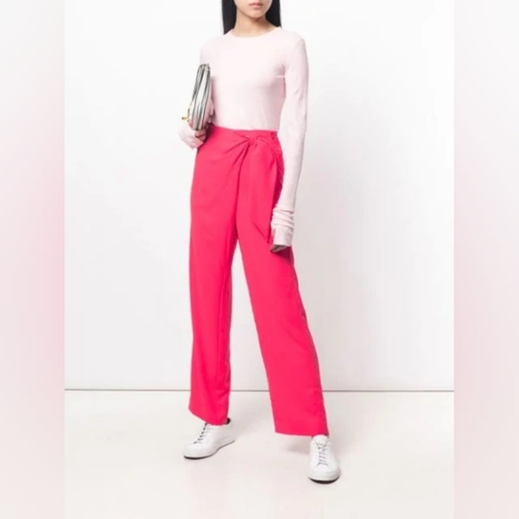 NWT, Dion Lee Tie Front Wide Leg Pants in Acid Pink - Picture 1 of 17